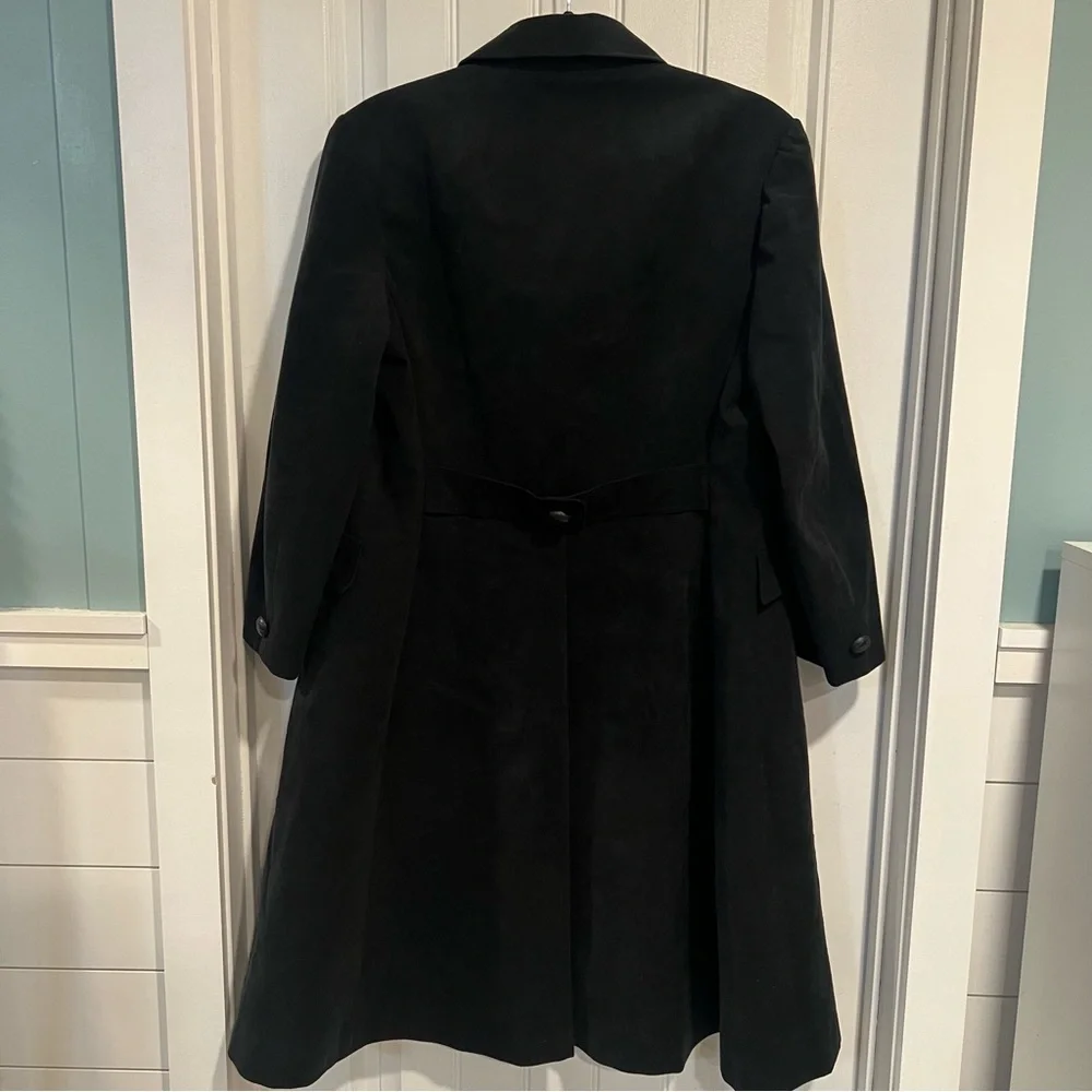 Virginia Holmes Elegant‎ Faux Suede Black Long Coat. Size Medium.